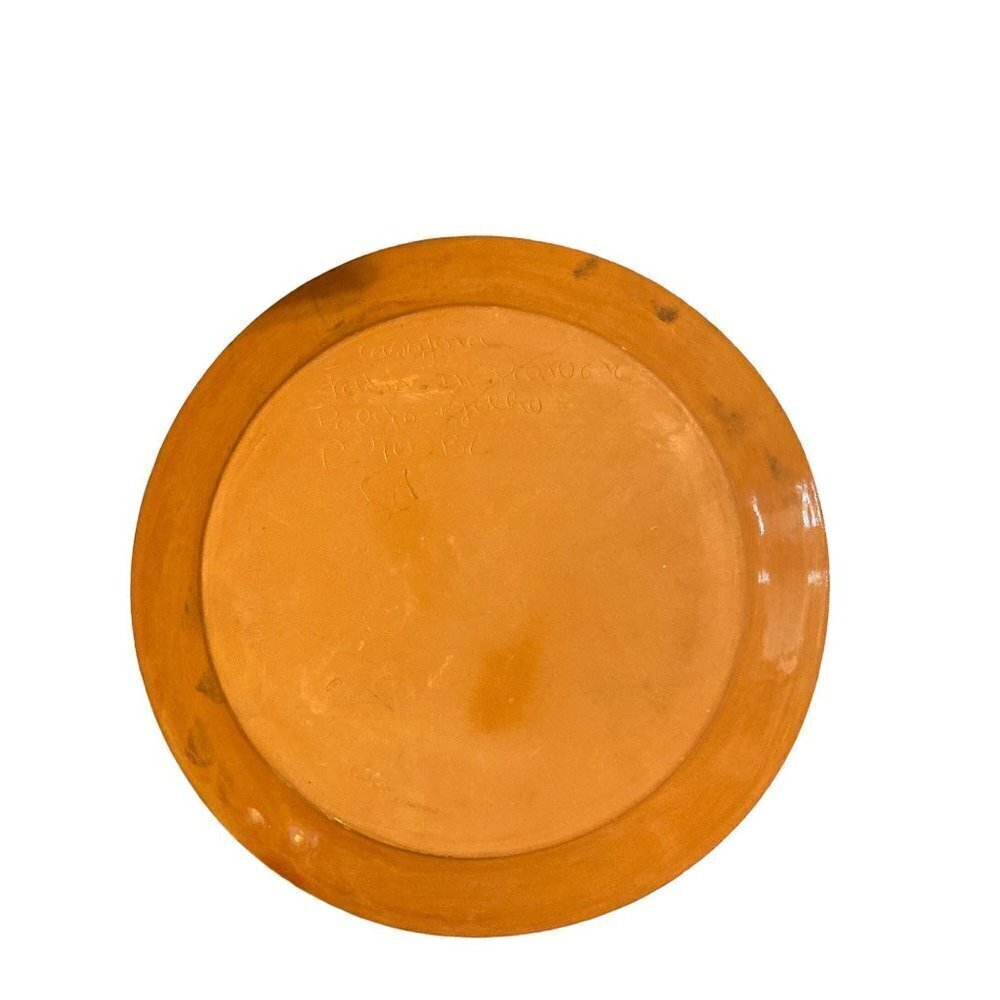 Olaria Cristo L.Pedro Do Corval Portugal Pottery 9.5" Plate Orange Multi Flower - Picture 3 of 4